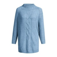 Пуловери За Жени Дълъг Ръкав Поло Плътен Цвят Обрат Текстура Пуловер Мода Джъмпер Върхове