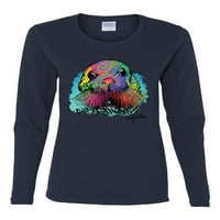 Цветни Неонови Тюлени Животински Любовник Дамски Графични Тениска С Дълъг Ръкав, Флот, Големи