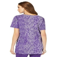 Тениска с мека туника с мека плетена туника на Roaman's Plus Size Print