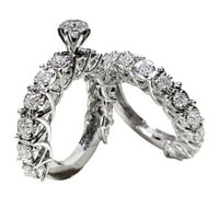 Пръстени за жени в жените бял камък пръстен комплект сватба годеж бижута подарък Мода Пръстени метал г
