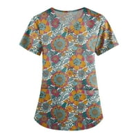 Дамски блузи дамски персонализирани печат Къси ръкави в Деколте работни Тениски