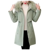 Дамска мода връхни дрехи дълги памучни подплатени якета Джобен Велур Качулати палта Плюс размер Есен зимни якета за жени палто