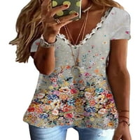 Красива жени лятото Дантела в врата топ блуза дами Празник флорални тениска плюс размер