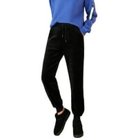 Mortilo Baggy Sweatpants за жени, женски джогинг дъна топли зимни кадифени джогинг дъна облицовани термични спортове Женски панталони черни 3XL