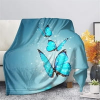 Декоративно синя пеперуда пеперуда от пеперуди от пеперуда за хвърляне на одеяло за диван леки плюшени размити уютни одеяла и хвърляне за жени мъже в пълен размер