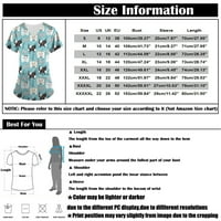Дамски летни блузи графични щампи в-Деколте с къс ръкав и два джоба Блуза многоцветна м