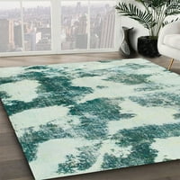 Ahgly Company Machine Wareable Indoor Rectangle Abstract Magic Mint Green Area Rugs, 2 '4'
