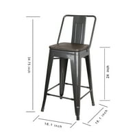 Леиджей Гунгрей висока обратно брояч Височина метален бар стол с тъмно дърво седалка, комплект от 4