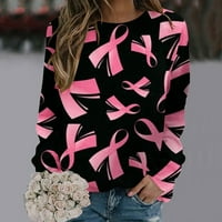 Aboser жени ризи за рак на гърдата розова панделка графични суичъри модерни върхове с дълъг ръкав сладък блуза за рак на гърдата тениски тениски