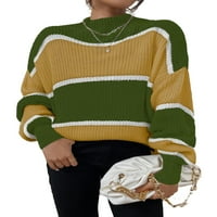 Ежедневни Цветен блок стойка яка Пуловери Дълъг ръкав Многоцветни Дамски пуловери