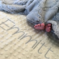 Персонализирано бебешко одеяло, сива решетка и точка Минки бебешко одеяло, новородено момиче или новородено момче, подарък за бебешки душ, подарък за новородено