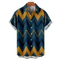 Винтидж ризи за къси ръкави за мъже плюс размер печат на ревера блуза зима ежедневни върхове