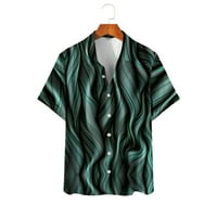 Зелени върхове за жени отрязани върхове за жени на модни върхове за отпечатване на яка от печат на небрежни къси ризи блуза топчета за жени, зелено, xl