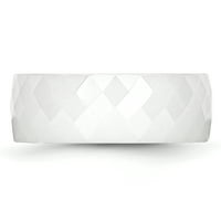 Керамичен бял фасетиран сватбен пръстен Размер 5. Класически куполни модни бижута Идеални подаръци за жени Подарък от сърце