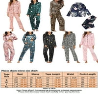 Gomelly Ladies Loungewear Leopard Printsed Sleepyear Casual Nightwear Women Striped Home Clothes Lounge Set Еластична талия пижами комплекти син лист XL