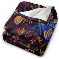 Пеперуди и цветя Руно хвърлете одеяло ултра меко уютно декоративно одеяло за фланел за домашно легло стол стол пътуване 80x60in