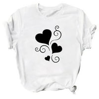 Женски ризи за Свети Валентин Сладки сърца графични тийнейджъри с къс ръкав ежедневни пролетни летни топове на блуза о-хиляди тениски
