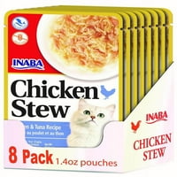 Пиле яхния допълнение топер лечение за котки, осем унции торбички, пиле и риба тон