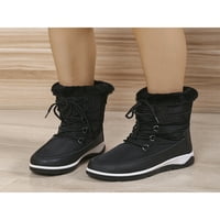 Lacyhop Womens Work Non Slip Mid Calf Boot Comfort Мода зимни топли обувки Небрежни пълни снежни ботуши черно 7.5