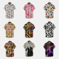 Блузи за мъже мода, случайни къс ръкав Бутон надолу риза върхове с джоб, печат тениска, мулти-Размер на разположение
