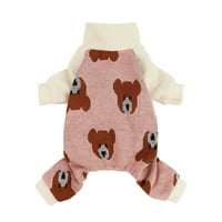Fitwarm Bear Dog Pajamas Термични плетени домашни дрехи Кученце пуловер палто Doggie Turtleneck PJS Лека кучешка пуловер тоалети котки Котчици розово xx-големи