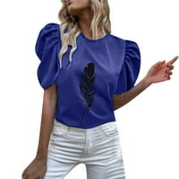 B91XZ плюс размер Графични тийнейджъри за жени Дамски гънки с къс ръкав Екипаж на врата отпечатана тениска от най -важните тънки ризи тройници женски летни върхове, р?