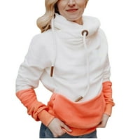 Pgeraug дамски есенни модни качулки солидни контраст с дълъг ръкав върхове пуловери за жени оранжеви 3xl