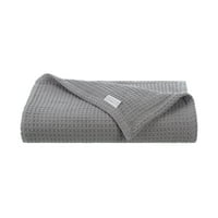 Астън & Арден вафла тъкат Памук хвърлят одеяло, Мека и дишаща, качество на хотела, ГСМ, Тъмно сиво