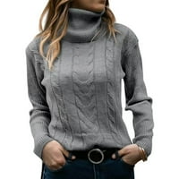 Пуловери за жени Модерен есен Случайни Мода пуловер дълъг ръкав кръг врата Пуловер сив хл