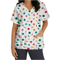 Honeeladyy продажби работеща униформа за дамски scrub_top с джобове сладък къс ръкав vneck работно облекло медицински сестри Клиника грижи летни ризи