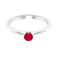 Ruby Solitaire и Gold годежен пръстен, Sterling Silver, US 8.00