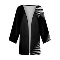 Апепал Дамски ежедневни мода палто ретро печатни леки средна дължина яке жилетка Черно 3хл