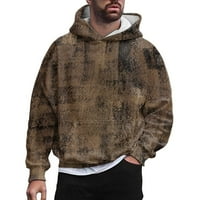 Elainilye Fashion Hoodie for Men Crew Neck Prints пуловер с дълъг ръкав риза с качулка с качулка Top Vintage Casual Sports Top