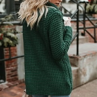 Сладки дамски върхове падат жени с дълъг ръкав твърд суичър пуловер върхове блуза риза плетен пуловер зелено m