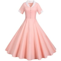 Сватбена рокля за гости абитуриентски рокля жени от 1950 г. ретро рокля с къс ръкав винтидж суинг рокля жени рокли розова рокля s