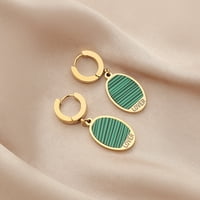 Европейска и американска модна геометрична черупка от неръждаема стомана Обеци от неръждаема стомана Пентоъгълно злато зелено
