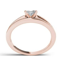Императорски 14к Розово злато 1кт ТДВ принцеса-шлифован диамантен пръстен-розов
