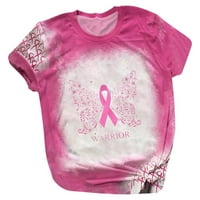 Aboser дамски ризи за осведомяване за рак на гърдата - розова лента Небрежно екипаж за рак на рак