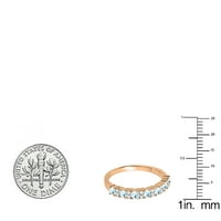 Колекция DazzlingRock Round Aquamarine & White Diamond Bridal Anniversary Сватбена лента за жени в 18K розово злато, размер 8