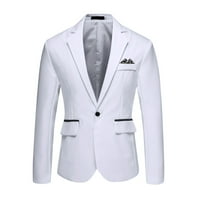 Тинг Мода Мъжки стилни ежедневни твърди бизнес сватбено тържество Връхни дрехи яке костюм върхове-бял КСЛ