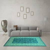 Ahgly Company Machine Wareable Indoor Rectangle Oriental Turquoise Blue Industrial Area Rugs, 2 '4'