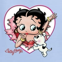 Дива Боби Бети Буп Сърдечно духане на целувка куче Бети Буп Женска тениска с дълъг ръкав, светлосиня, xx-голяма