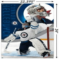 WINNIPEG JETS - Плакат за стена на Connor Hellebuyck с бутални щифтове, 22.375 34