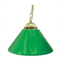 Търговска марка Global Plain Green 14 Bar Lamp с единична сянка - месингов хардуер