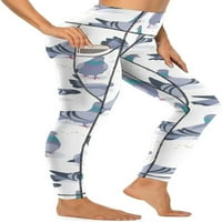 Сини гълъби Дамски йога панталони с джобове Висока талия корема контрол гамаши спортни панталони