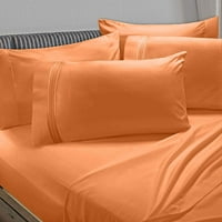 Комплект за легло с допълнителни калъфки за възглавници, дълбоки джобове, мек микрофибър, хипоалергичен, хладен и дишащ, пълен хл, кайсия портокал