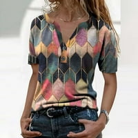 Модни дамски летни отпечатани къси ръкави с тениска с тениска с тениски