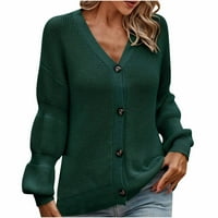 Дълги жилетки пуловери за жени с дълъг ръкав твърд цвят жилетка горен бутон плетка блуза зима зелени дамски есенни жилищни пуловери размер s