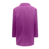 Дамски върхове кръгло деколте твърди жилетка ежедневни жени тениски дълги ръкави мода лилаво m