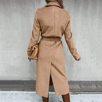 Relanfenk Winter Fall Womens Jacket Coats Wool Thin Trench тънък дълъг колан над изходни дрехи ежедневни върхове